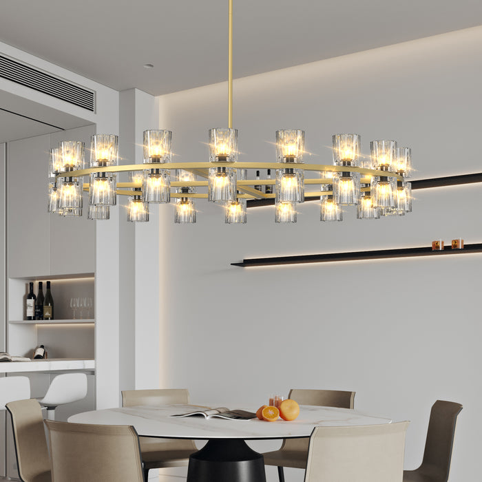 Modern 36" Gold Round Chandelier Light Fixture K9 Crystal Includes 36XG4 Bulbs