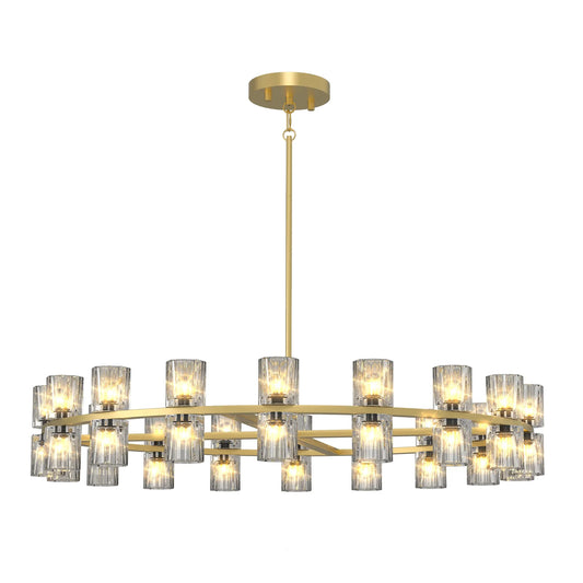Modern 36" Gold Round Chandelier Light Fixture K9 Crystal Includes 36XG4 Bulbs - okeli lights