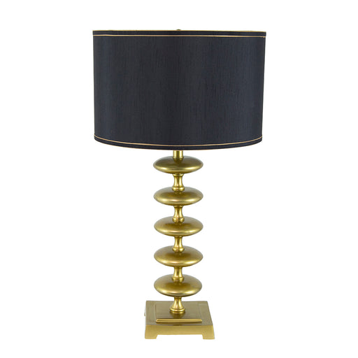 Gold and Black Table Lamp with Contemporary Classic Disc Design - okeli lights
