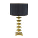 Gold and Black Table Lamp with Contemporary Classic Disc Design - okeli lights