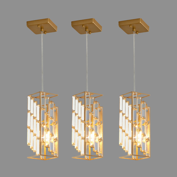 Modern Classic Crystal Pendant Light 3Pack Adjustable Hanging Ceiling Lamp with Crystal Prism Design - okeli lights