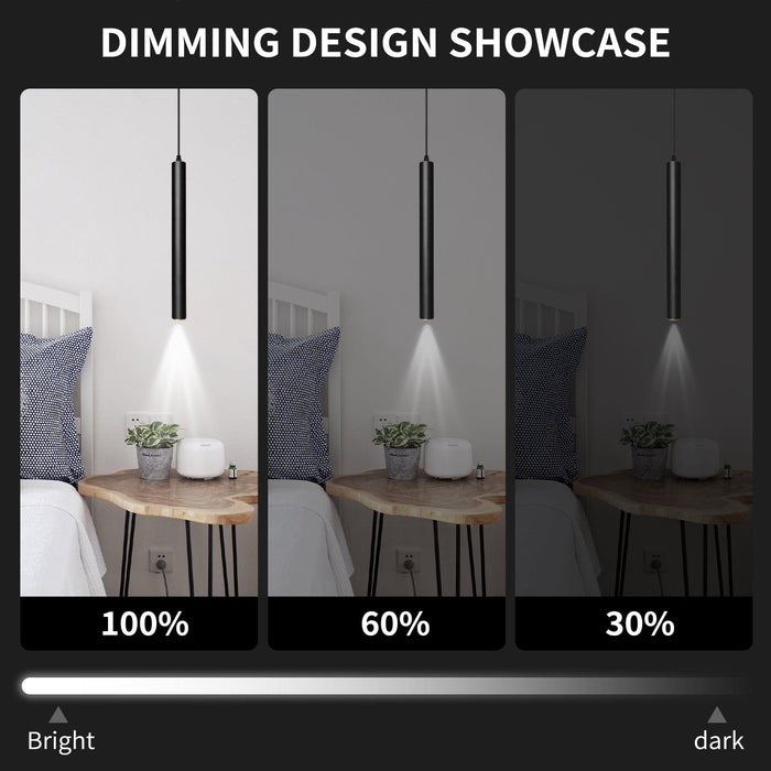 OKELI Pendant Lights Kitchen Island Modern Black Fixture LED Minimalist Strip 3Pack - okeli lights