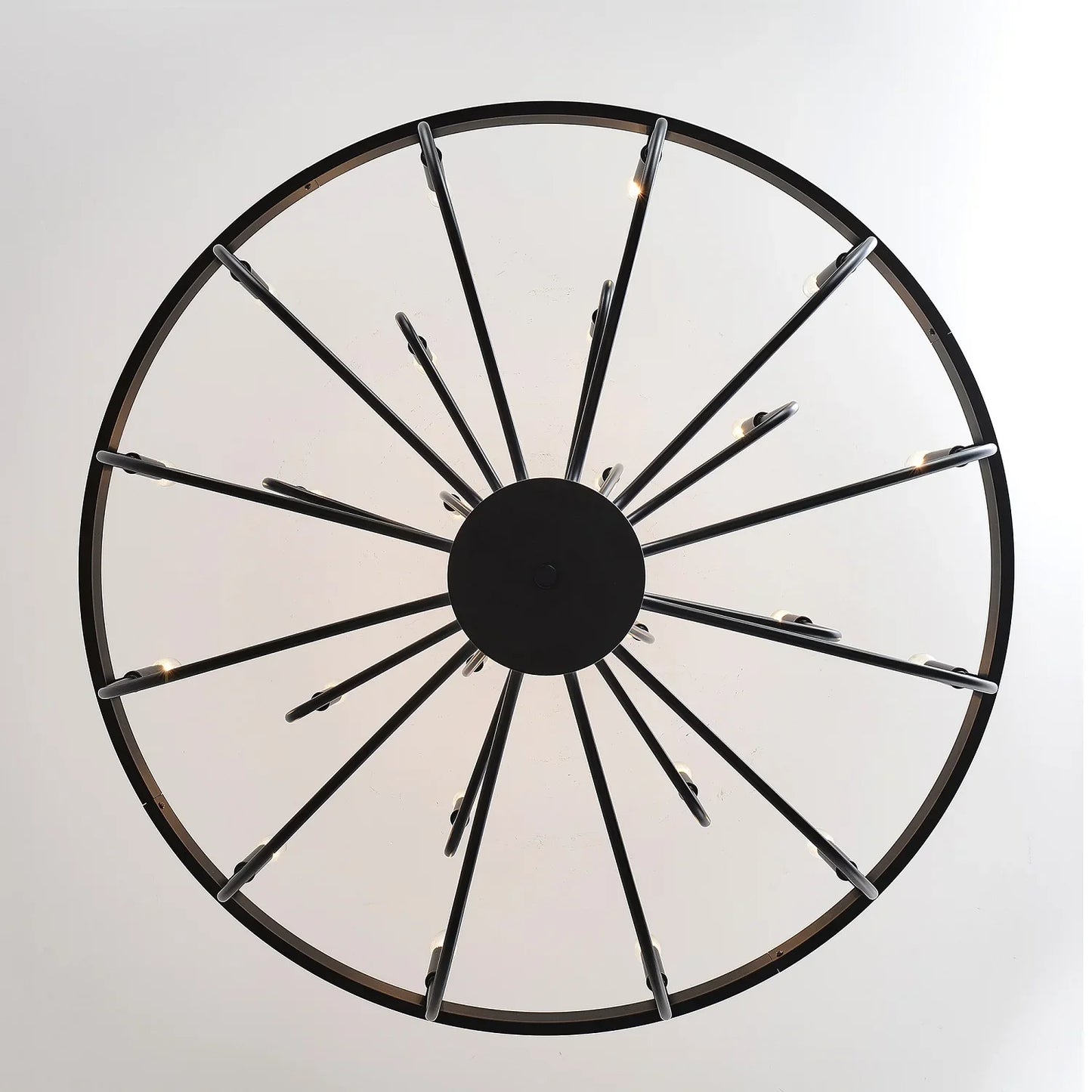 Industrial Iron Candle Chandelier 24-Light Black Modern Farmhouse Pendant Light Fixture for Dining Room - okeli lights