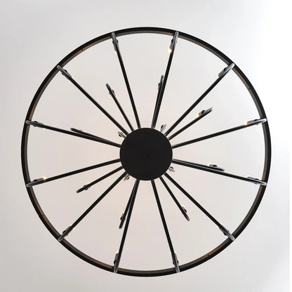 Industrial Iron Candle Chandelier 24-Light Black Modern Farmhouse Pendant Light Fixture for Dining Room - okeli lights