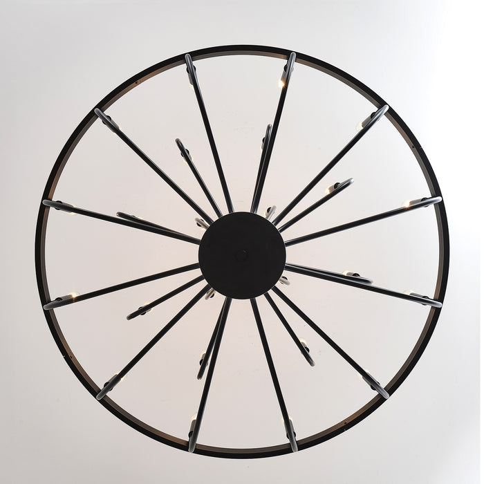 Industrial Iron Candle Chandelier 24-Light Black Modern Farmhouse Pendant Light Fixture for Dining Room