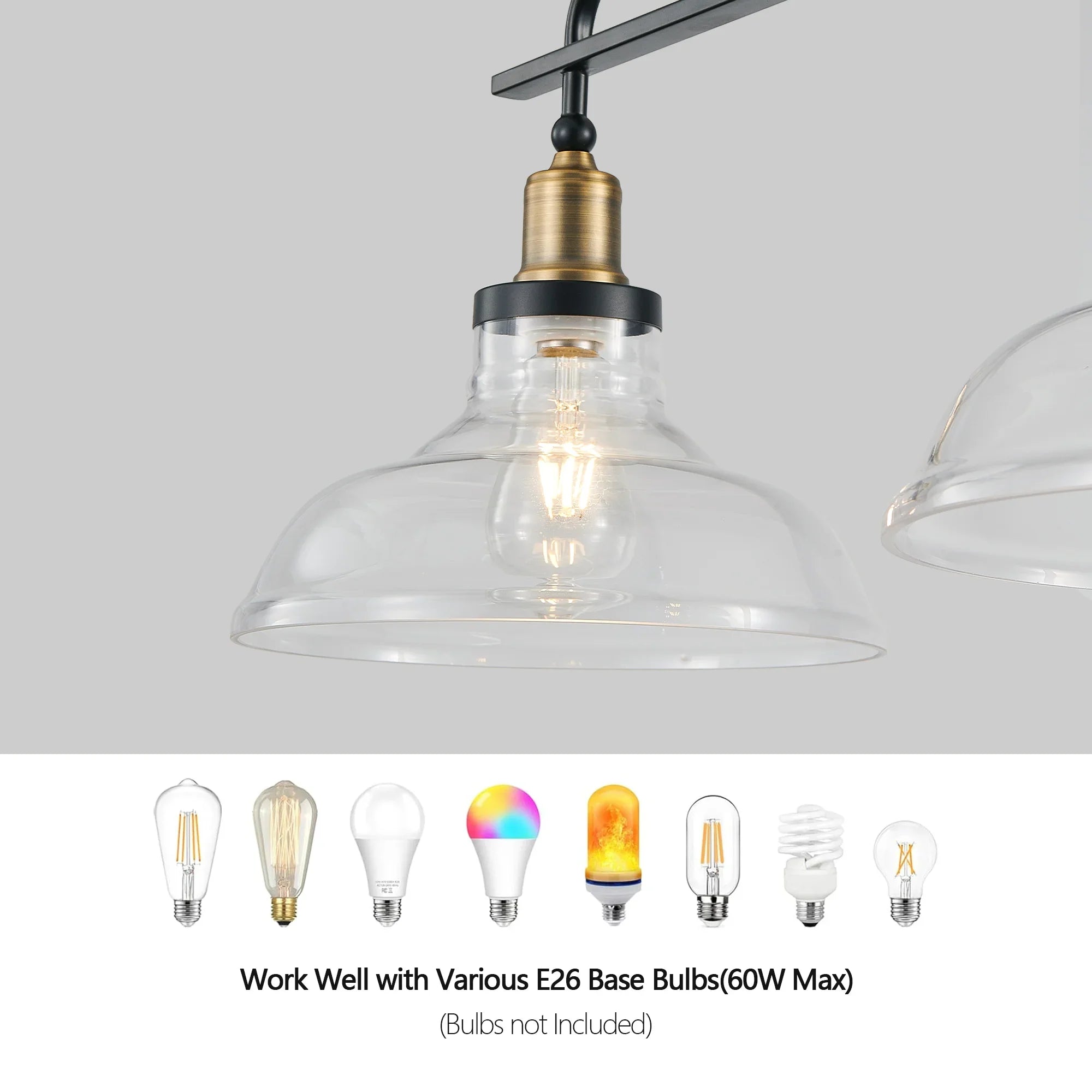 45" Industrial 3-Light Pendant Chandelier with Clear Glass Shades, Adjustable Height, Farmhouse Lighting - okeli lights