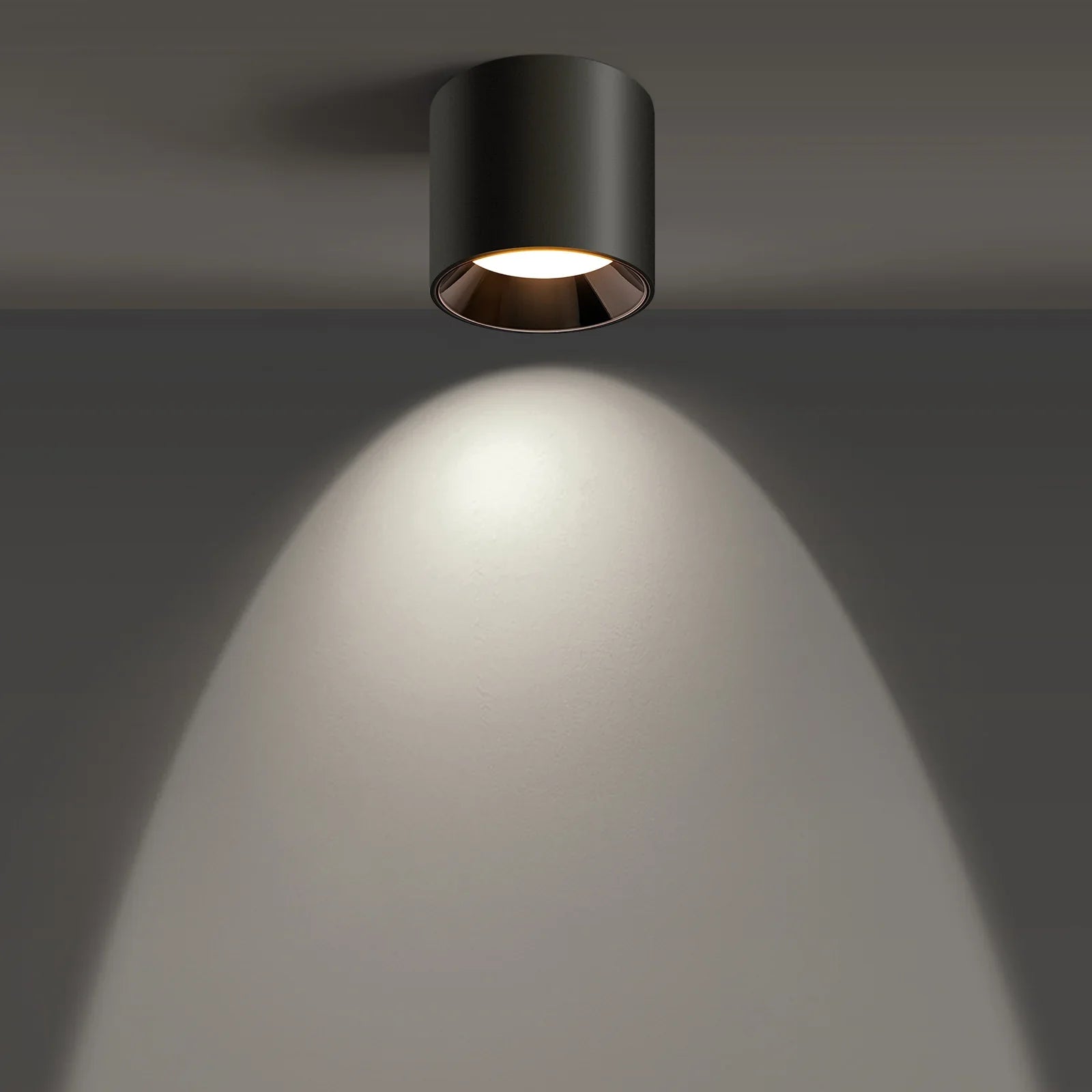 OKELI Flush Mount Matte Black Cylinder Down Ceiling Spotlight Modern Dimmable LED 1-Pack - okeli lights