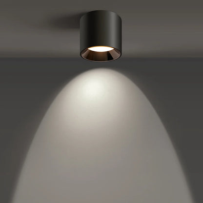 OKELI Flush Mount Matte Black Cylinder Down Ceiling Spotlight Modern Dimmable LED 1-Pack - okeli lights