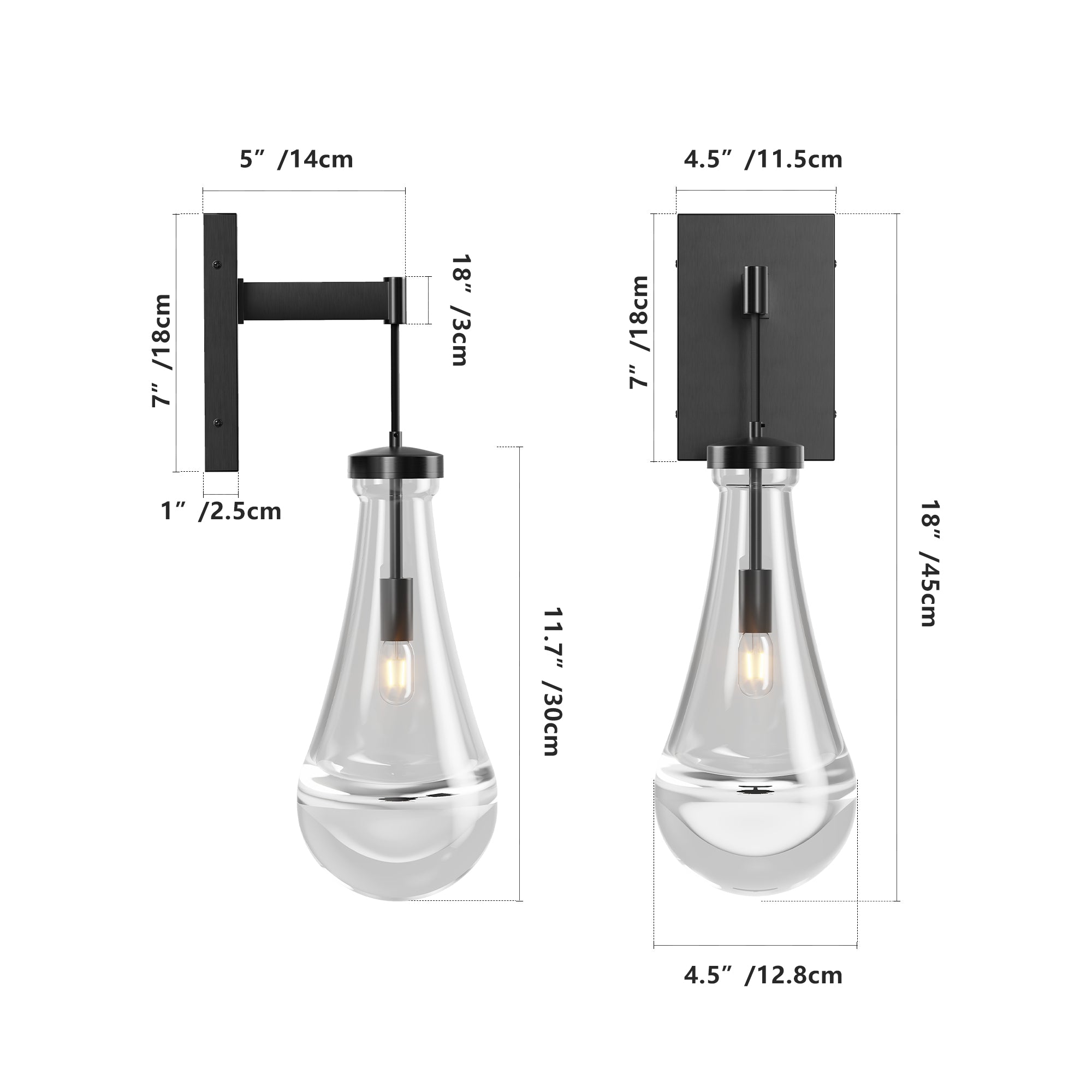 Interior Wall Lights Modern Bathroom Lights Sconces Wall Lighting with Clear Glass