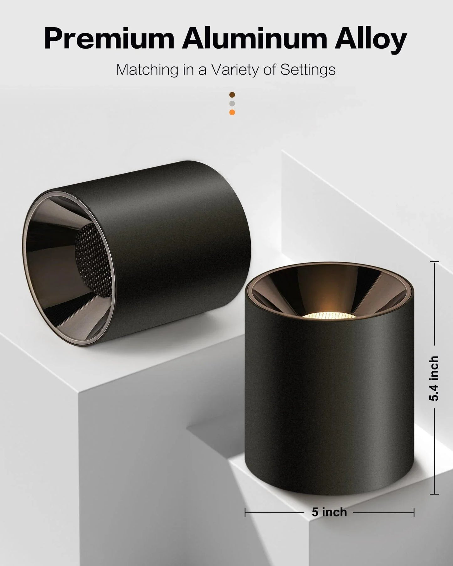 OKELI Flush Mount Matte Black Cylinder Down Ceiling Spotlight Modern Dimmable LED 1-Pack - okeli lights