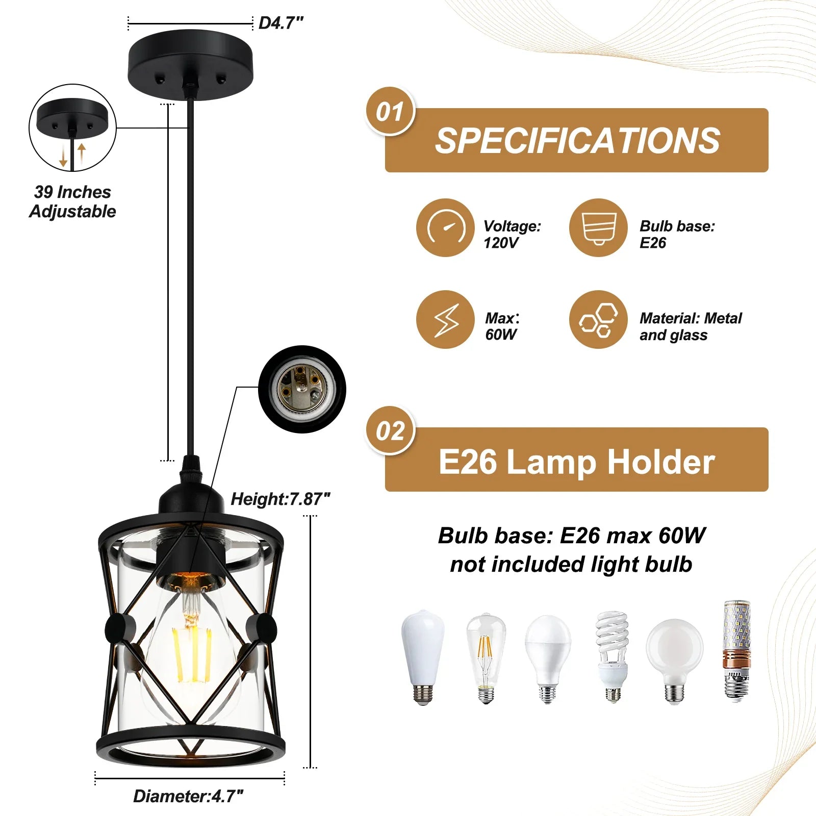 Island Light for Kitchen Dining Room Fixture with Clear Glass Shade Farmhouse Pendant Light - okeli lights