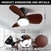 Ceiling Fan with Light Flush Mount, Small Low Profile 6-Speeds Quiet Reversible Timer, Wood Grain - okeli lights