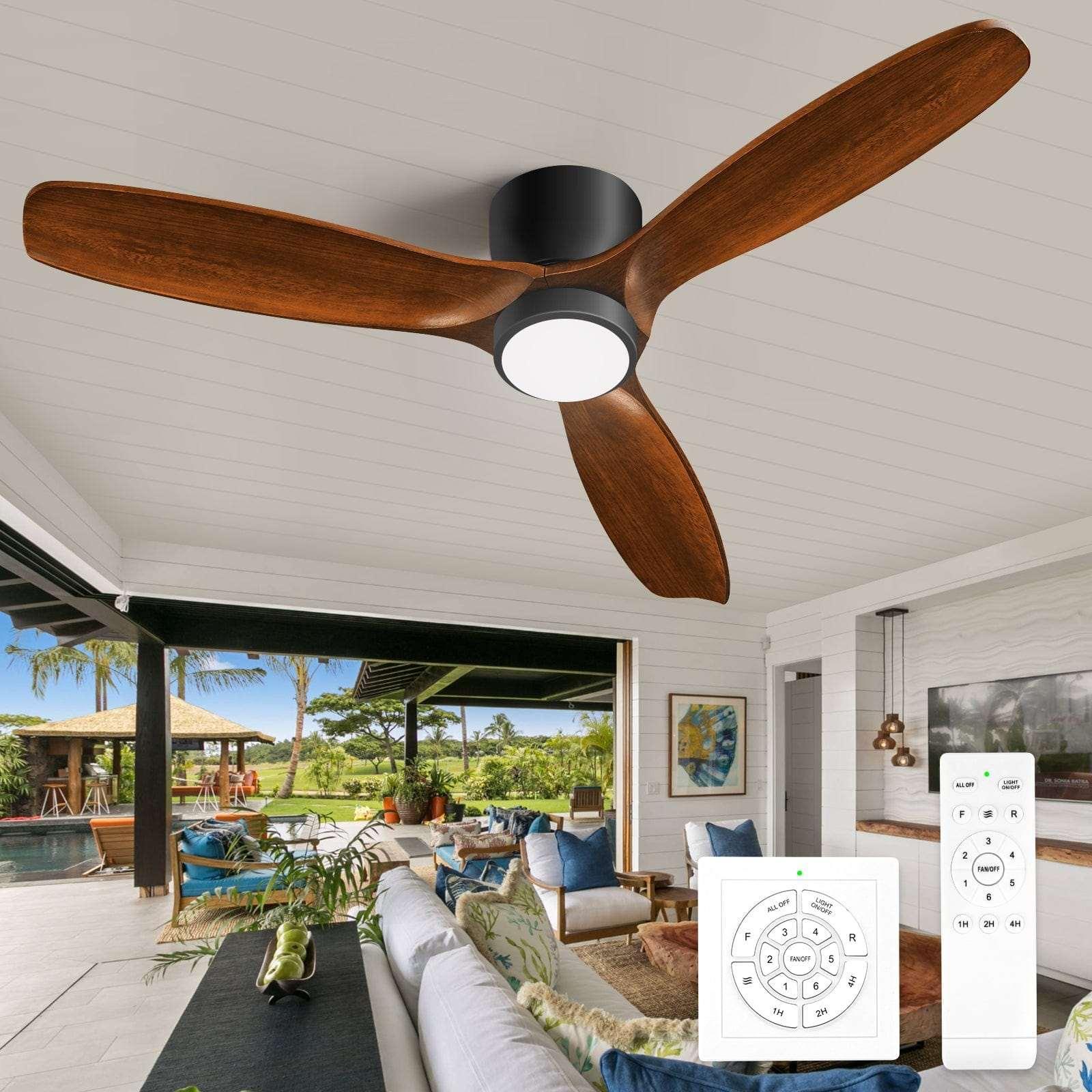 Ceiling Fan with Light Remote Control Reversible Noiseless DC Motor Low Profile - okeli lights
