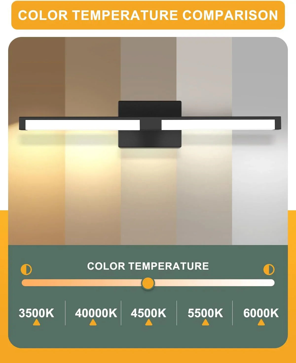 LED Vanity Light Dimmable 5CCT Modern Bathroom Light Fixtures - okeli lights