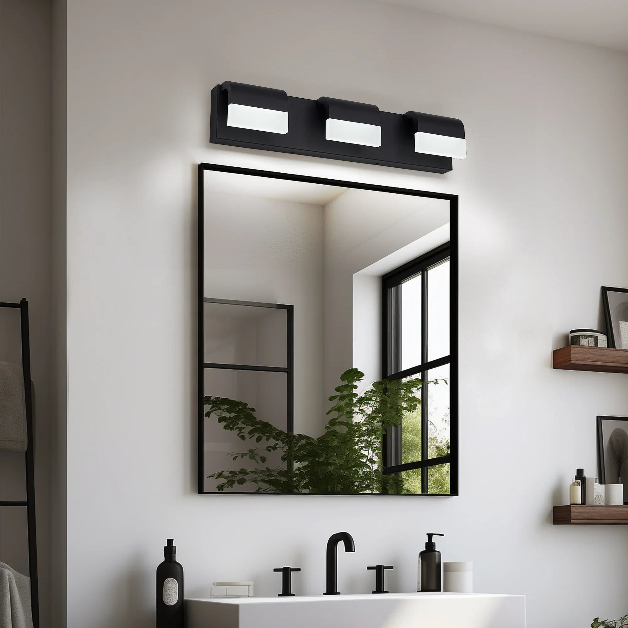 LED Contemporary Vanity Lights Fixture Bathroom Wall Light Over Mirror Matt Black 3-4-5-6Lights Dimmable - okeli lights