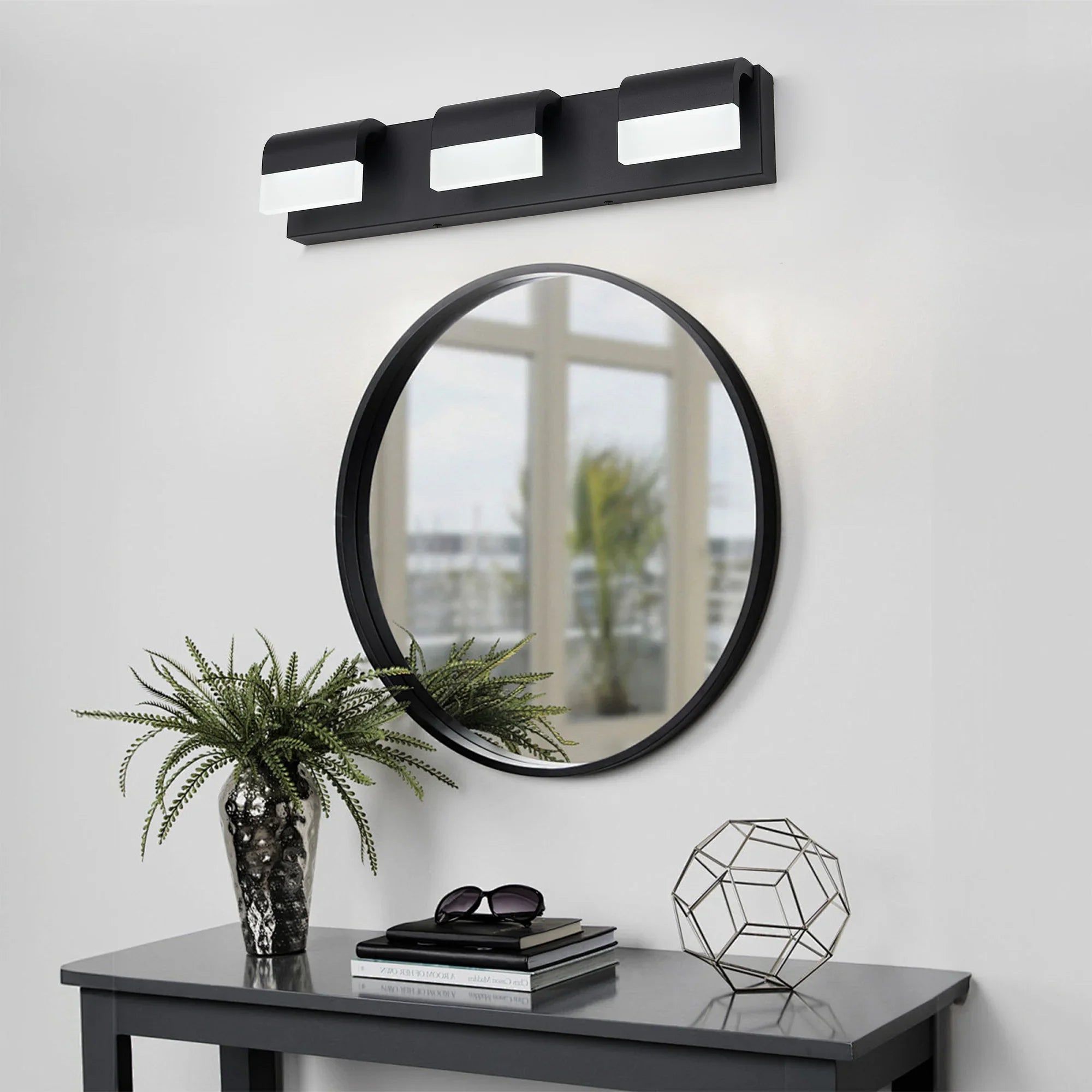 LED Contemporary Vanity Lights Fixture Bathroom Wall Light Over Mirror Matt Black 3-4-5-6Lights Dimmable - okeli lights