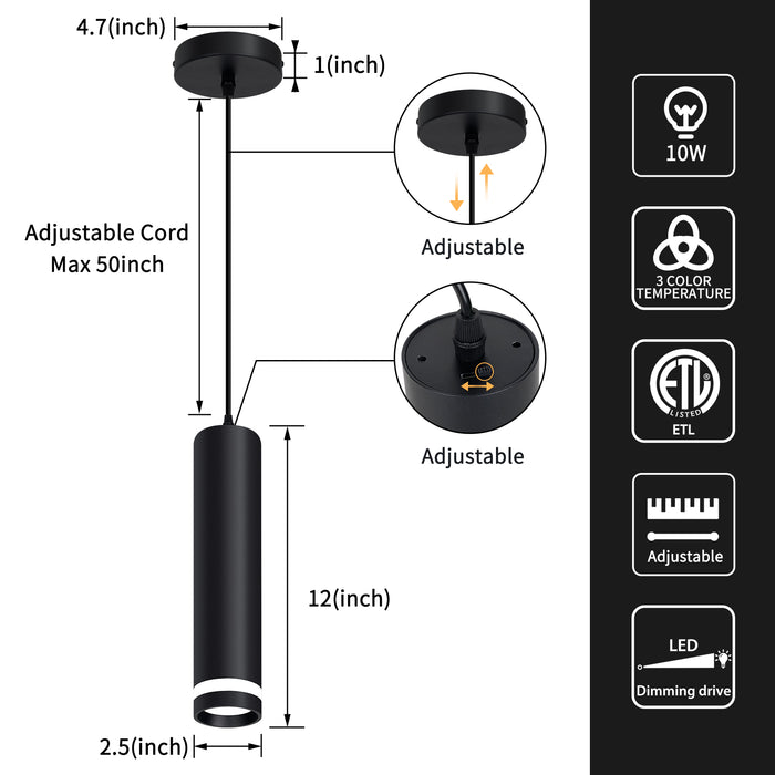 LED Fixtures 3 Color Pendant Light for Kitchen Island, Dining Room Lighting - okeli lights