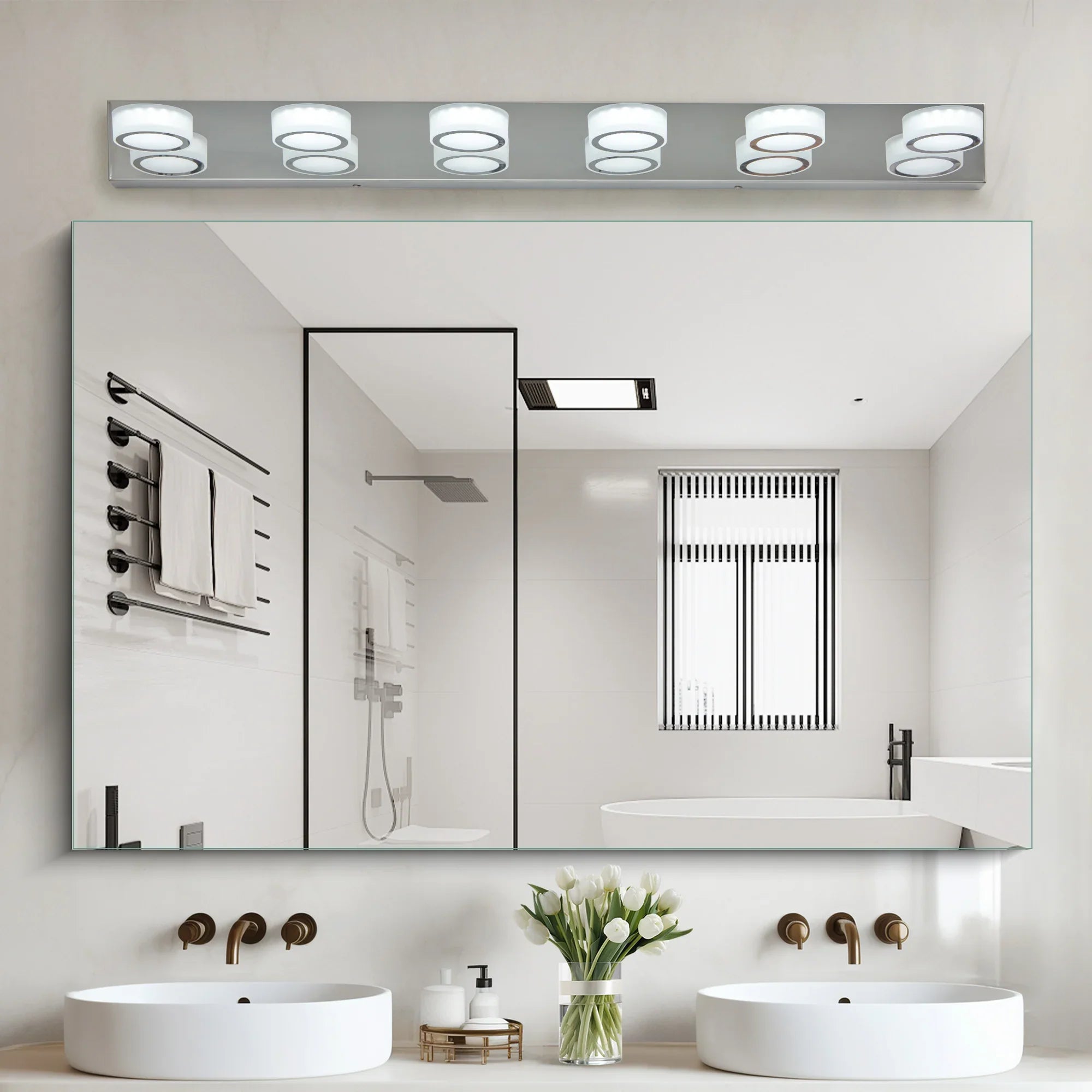 Modern 7-6-5-4-Light LED Vanity Lights Sleek Chrome Bathroom Wall Light Fixture for Mirror and Bathroom Decor - okeli lights