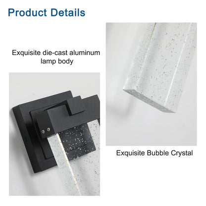 2-Pack Outdoor Wall Light Fixture Weatherproof LED Wall Sconce with Bubble Crystal and Light Sensor 12W - okeli lights