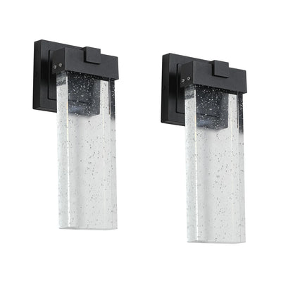 2-Pack Outdoor Wall Light Fixture Weatherproof LED Wall Sconce with Bubble Crystal and Light Sensor 12W - okeli lights