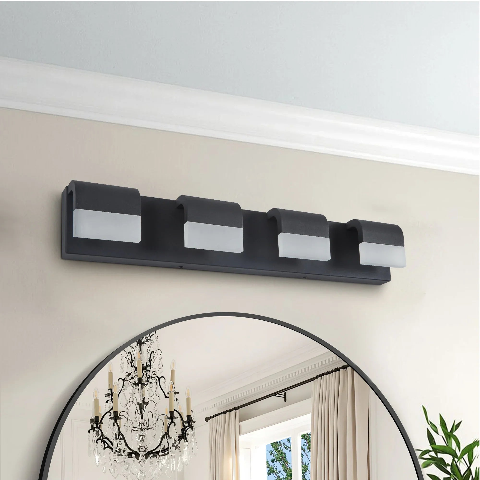 LED Contemporary Vanity Lights Fixture Bathroom Wall Light Over Mirror Matt Black 3-4-5-6Lights Dimmable - okeli lights