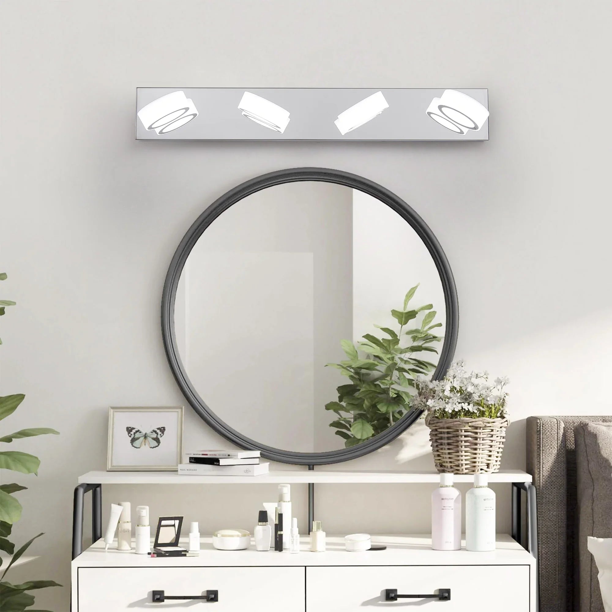 Modern 7-6-5-4-Light LED Vanity Lights Sleek Chrome Bathroom Wall Light Fixture for Mirror and Bathroom Decor - okeli lights