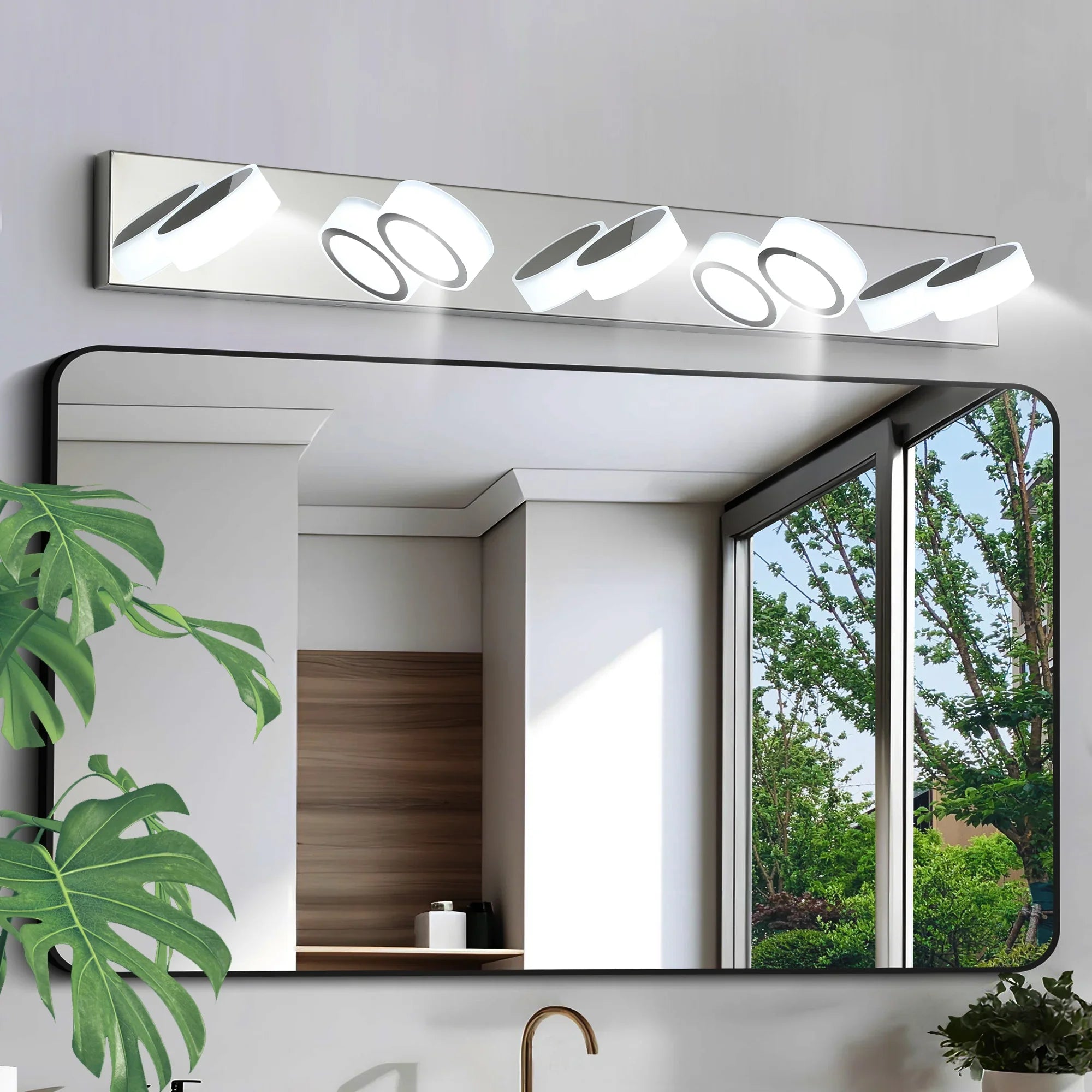 Modern 7-6-5-4-Light LED Vanity Lights Sleek Chrome Bathroom Wall Light Fixture for Mirror and Bathroom Decor - okeli lights