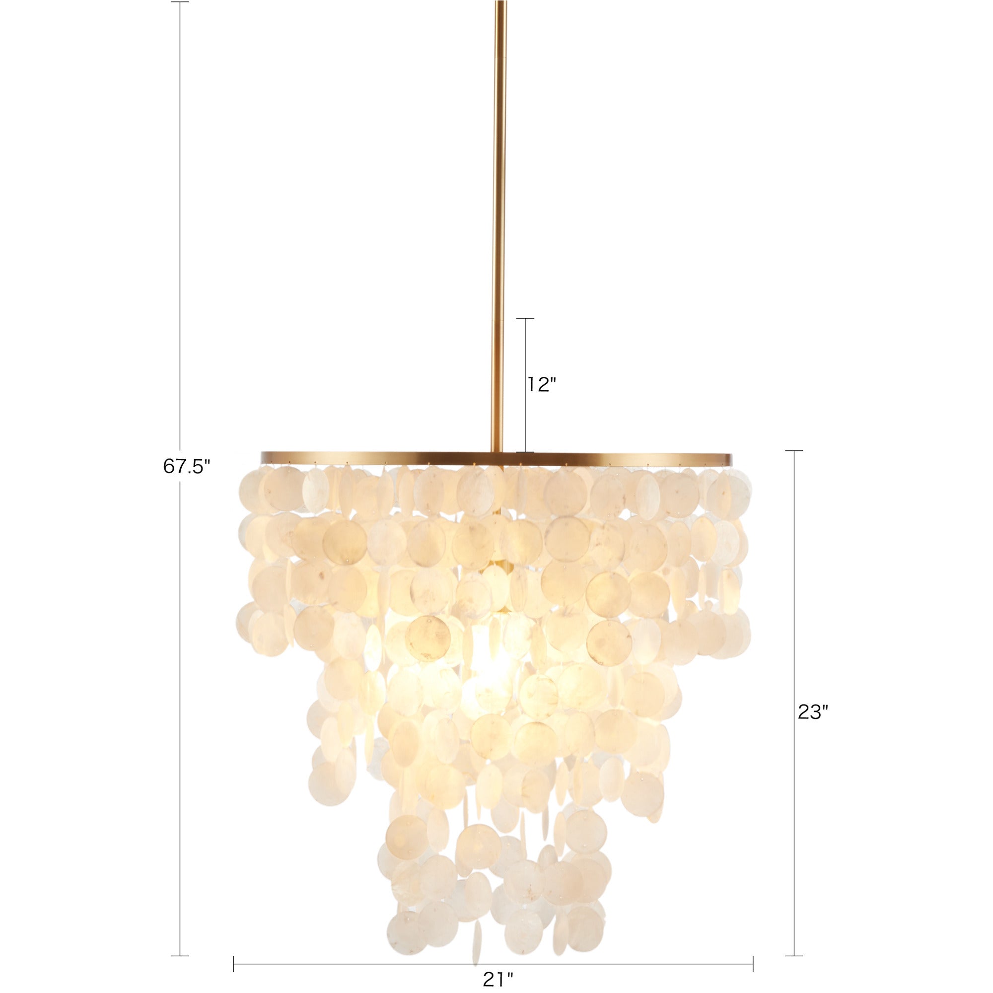 Layered Capiz Shell Chandelier Modern Coastal Pendant Light for Dining Room, Living Room & Foyer