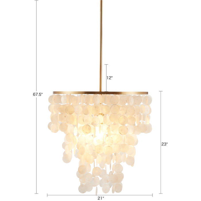Layered Capiz Shell Chandelier Modern Coastal Pendant Light for Dining Room, Living Room & Foyer