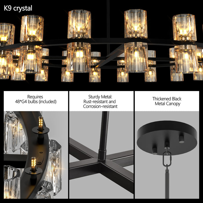 48 Inches Luxury Chandeliers Crystal Living Room Decorative Lights Simple Modern Dining Room(Bulbs Included)