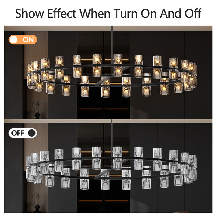 48 Inches Luxury Chandeliers Crystal Living Room Decorative Lights Simple Modern Dining Room(Bulbs Included)