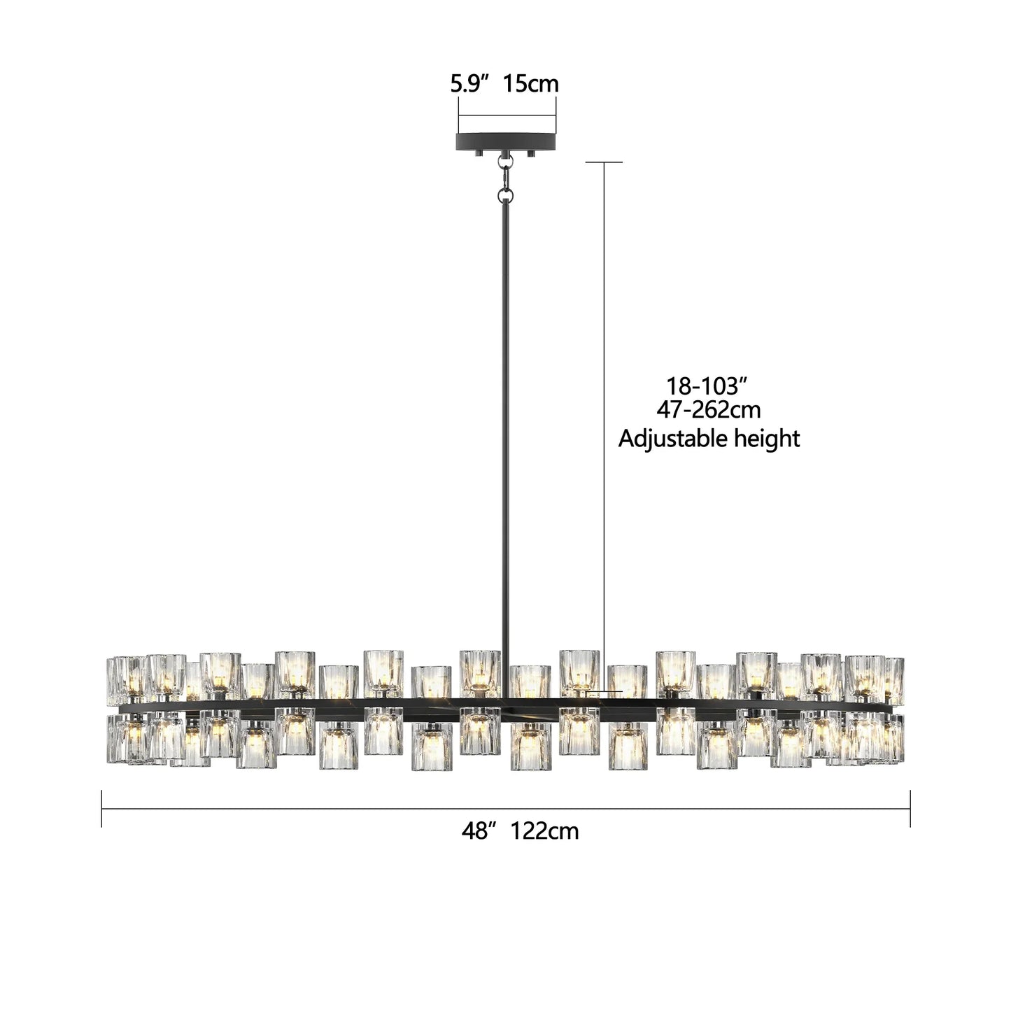 48 Inches Luxury Chandeliers Crystal Living Room Decorative Lights Simple Modern Dining Room(Bulbs Included) - okeli lights