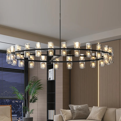 48 Inches Luxury Chandeliers Crystal Living Room Decorative Lights Simple Modern Dining Room(Bulbs Included) - okeli lights