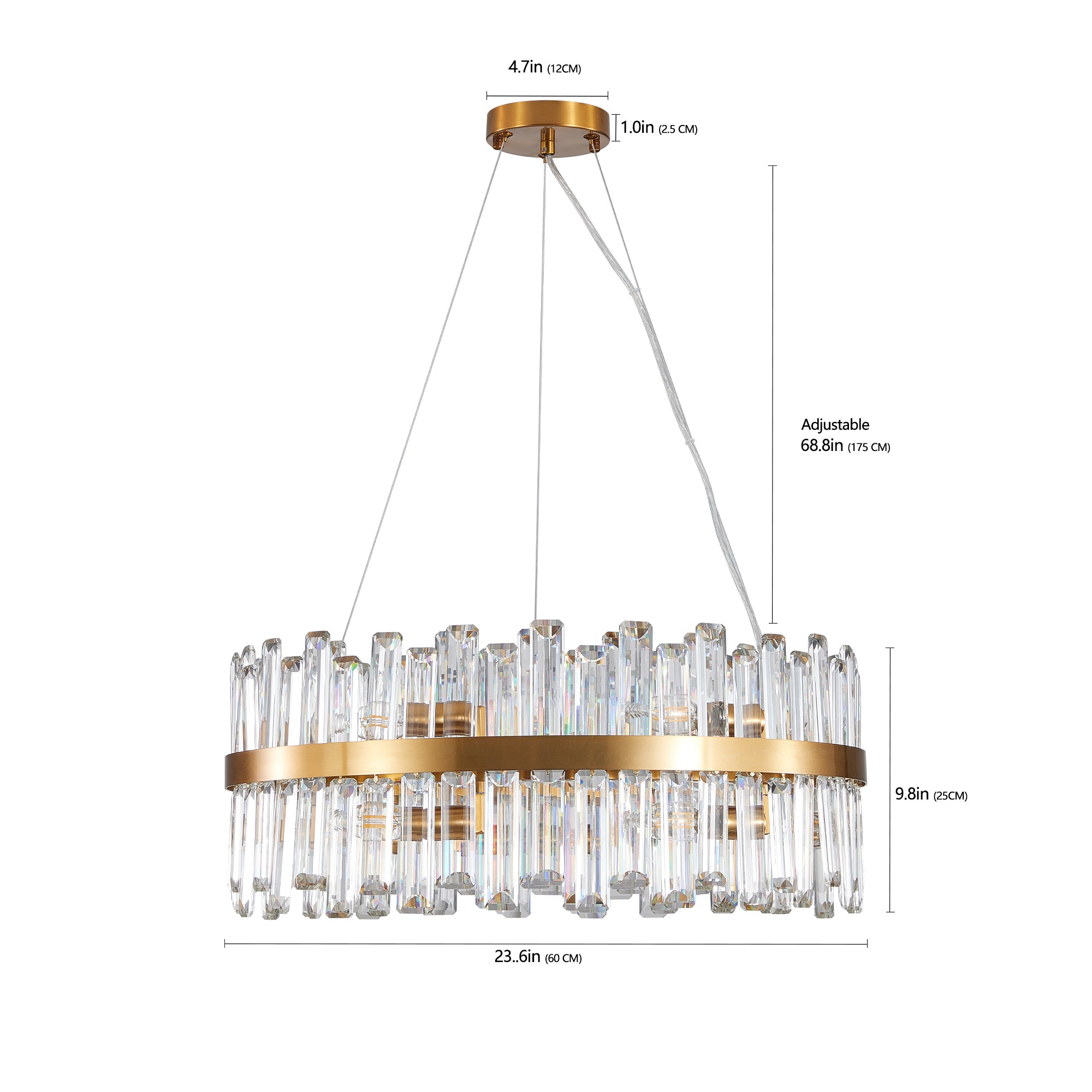 Luxury Chandeliers Crystal Decorative Lights 23.6 Inches Simple Modern Dining Room LED Lighting Home Decor
