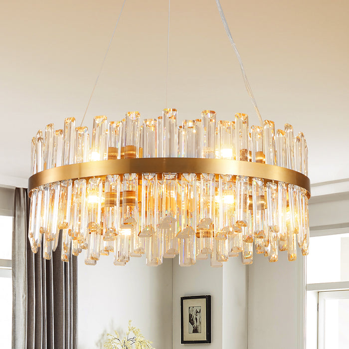 Luxury Chandeliers Crystal Decorative Lights 23.6 Inches Simple Modern Dining Room LED Lighting Home Decor