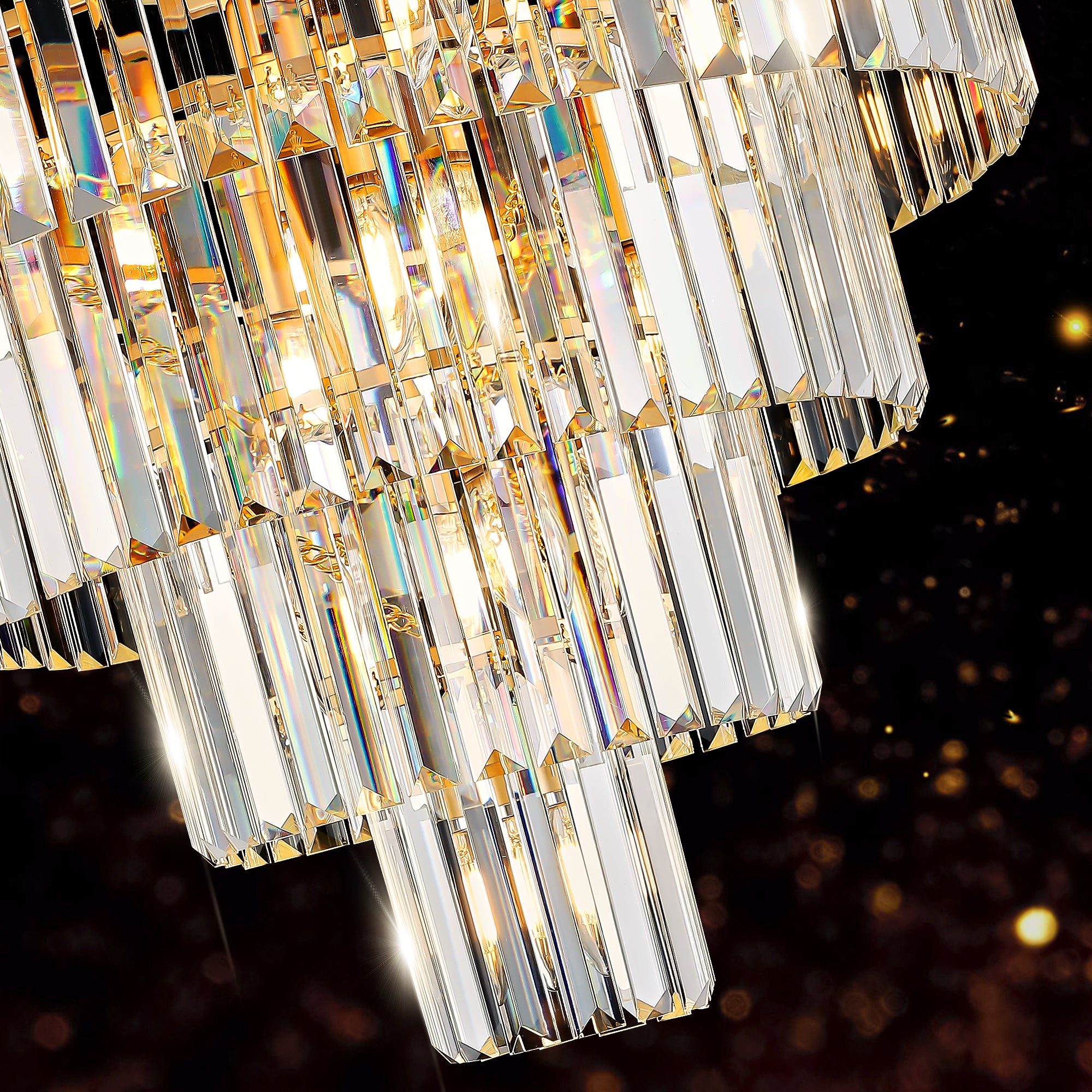 Luxury Crystal Chandelier Modern Lighting Fixture Hanging Pendant Light 23.6 Inch