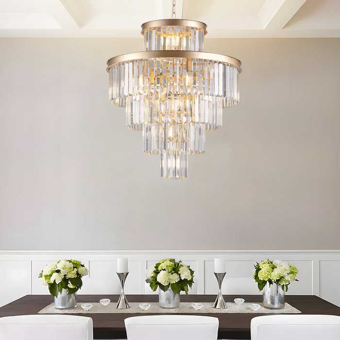 Luxury Crystal Chandelier Modern Lighting Fixture Hanging Pendant Light 23.6 Inch