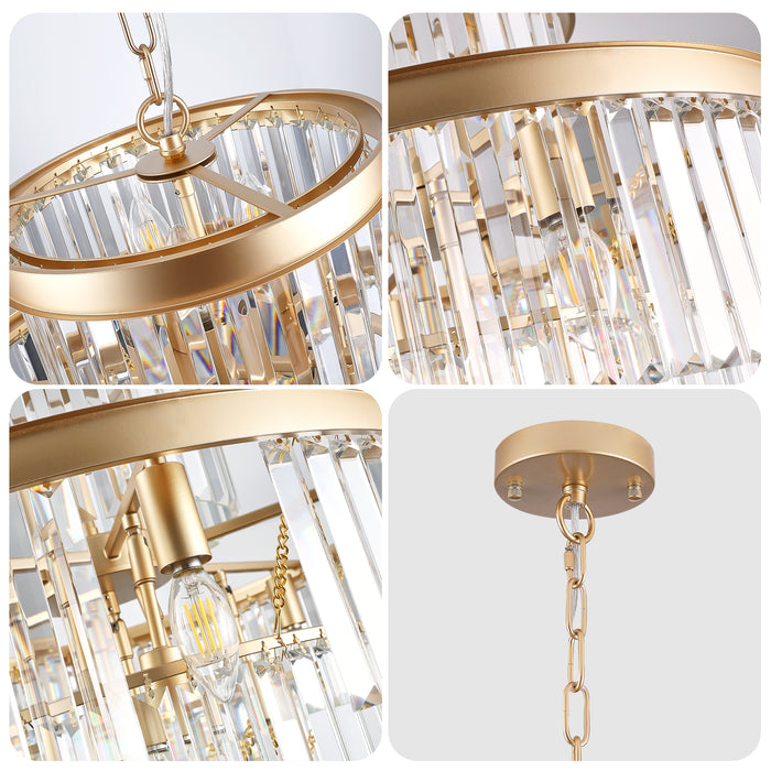 Luxury Crystal Chandelier Modern Lighting Fixture Hanging Pendant Light 23.6 Inch