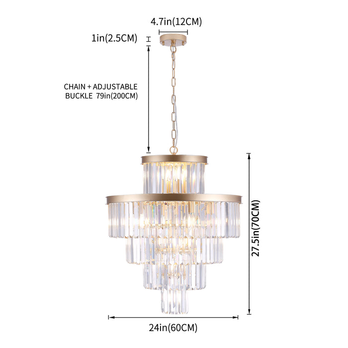 Luxury Crystal Chandelier Modern Lighting Fixture Hanging Pendant Light 23.6 Inch