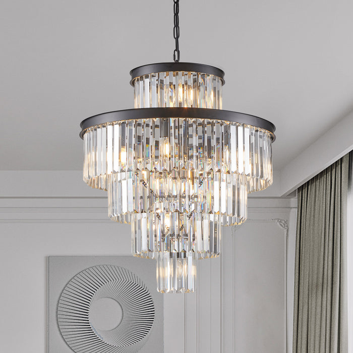Luxury Crystal Chandelier Modern Lighting Fixture Hanging Pendant Light 23.6 Inch
