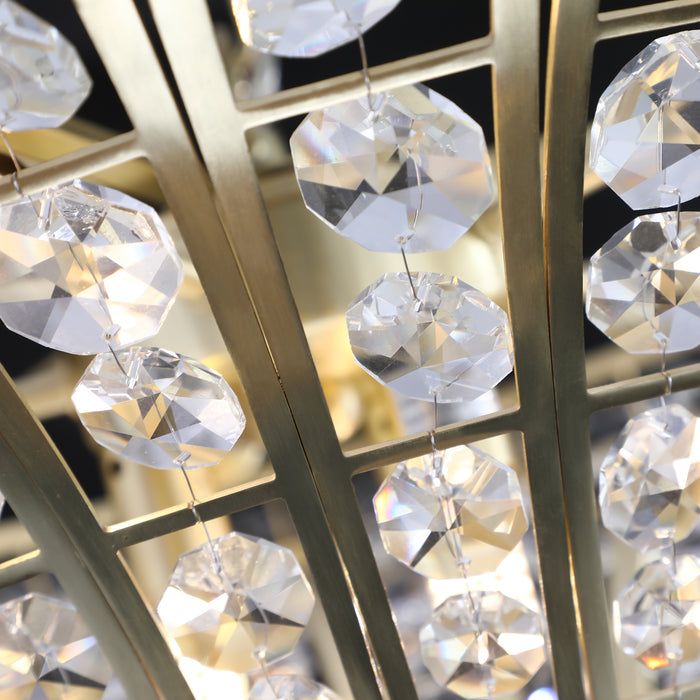 Modern Crystal Chandelier Elegant Gold Finish with Cascading Beads 24-39 inch Luxury Home Decor Light Fixture