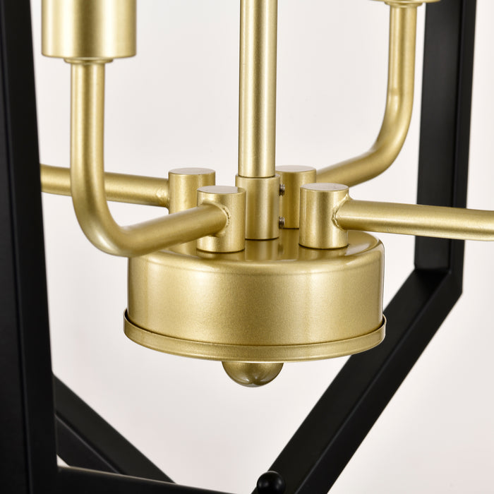 Matte Black Gold Chandelier for Dining Room 4-Light Kitchen Light Fixture Metal Industrial - okeli lights
