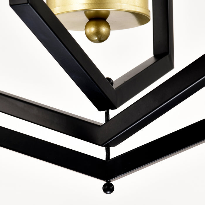 Matte Black Gold Chandelier for Dining Room 4-Light Kitchen Light Fixture Metal Industrial - okeli lights