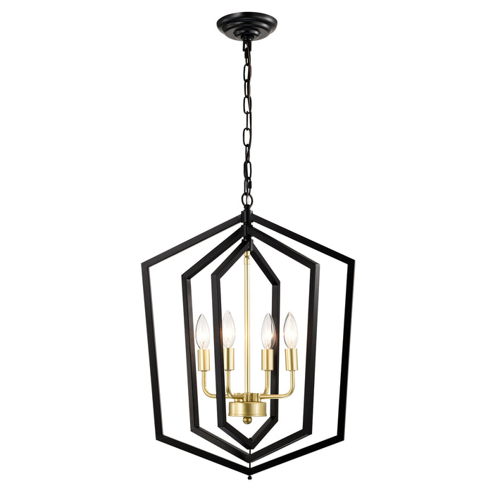 Matte Black Gold Chandelier for Dining Room 4-Light Kitchen Light Fixture Metal Industrial - okeli lights