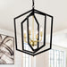 Matte Black Gold Chandelier for Dining Room 4-Light Kitchen Light Fixture Metal Industrial - okeli lights
