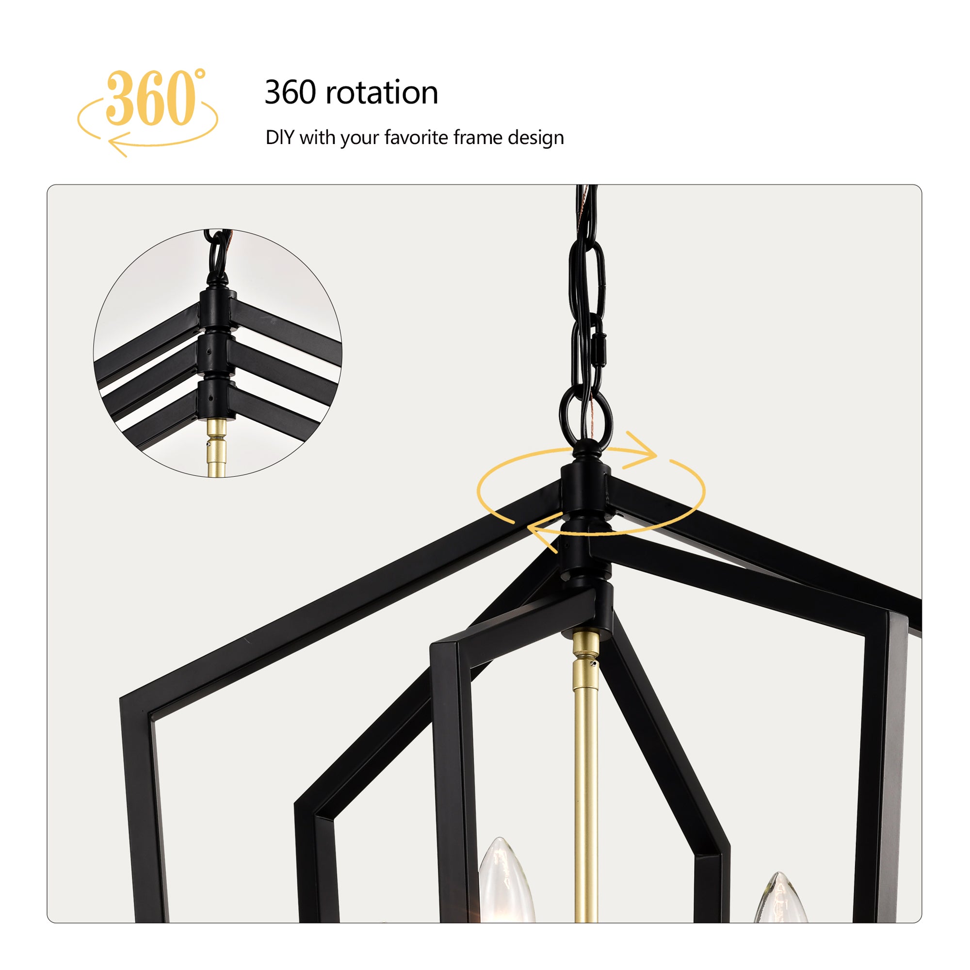 Matte Black Gold Chandelier for Dining Room 4-Light Kitchen Light Fixture Metal Industrial - okeli lights