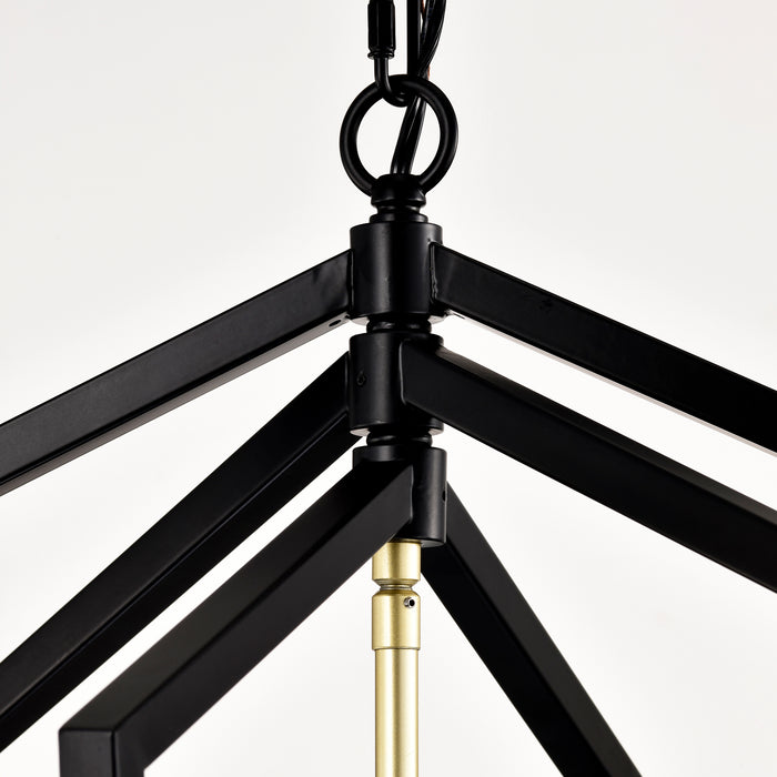 Matte Black Gold Chandelier for Dining Room 4-Light Kitchen Light Fixture Metal Industrial - okeli lights