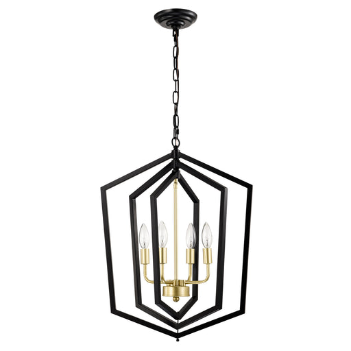 Matte Black Gold Chandelier for Dining Room 4-Light Kitchen Light Fixture Metal Industrial - okeli lights