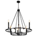 Matte Black Wheel Dimmable Chandelier 2 Tier 8 Lights Height Adjustable Wagon Wheel Lighting