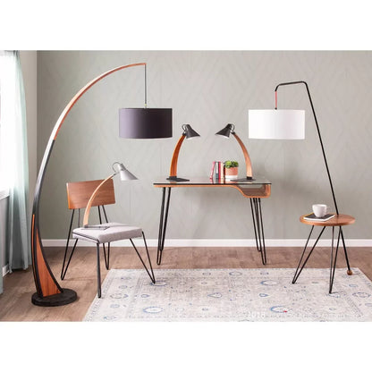 Mid-Century Modern Floor Lamp with Walnut Wood Frame and Marble Base - okeli lights
